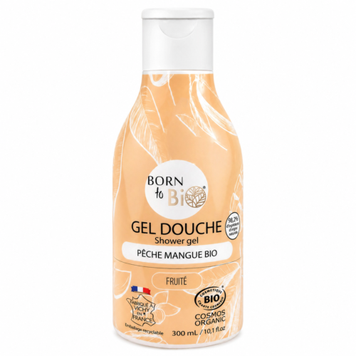 natūralus dušo gelis „born to bio“ – persikų ir mango kvapas (pêche mangue), 300 ml