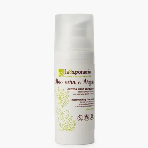 drėkinamasis veido kremas „lasaponaria aloe vera e argan“, 50 ml