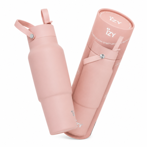termo gertuvė su šiaudeliu „izy travel bottle“, švelniai rožinė, 900 ml