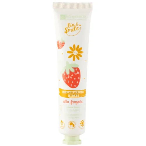 vaikiška dantų pasta su braškių skoniu „lasaponaria bio & smile“, 75 ml