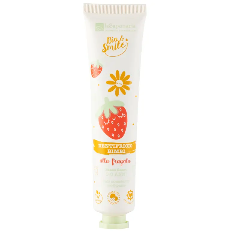 vaikiška dantų pasta su braškių skoniu „lasaponaria bio & smile“, 75 ml vaikiška dantų pasta su braškių skoniu „lasaponaria bio & smile“, 75 ml